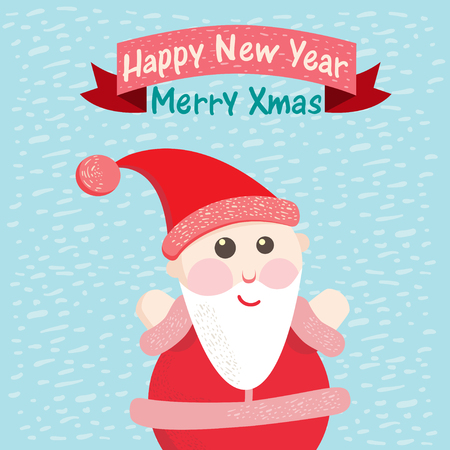Funny Christmas postcard with Santa Claus illustrationのイラスト素材