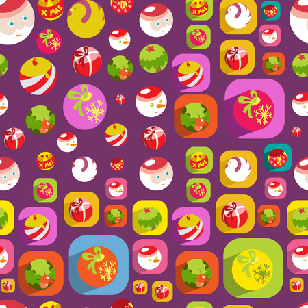 Cute Christmas colorful flat seamless backgroundのイラスト素材