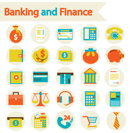 Flat vector illustration eps 10  Banking and Finance set icons のイラスト素材