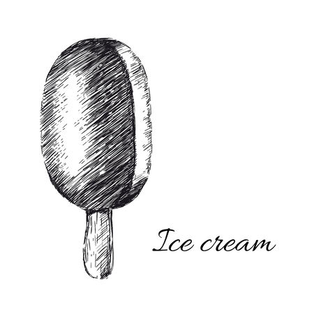 Vintage sweet ice cream background. Hand drawn illustrationのイラスト素材