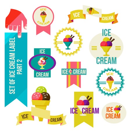 Set of modern ice cream shop badges and labelsのイラスト素材