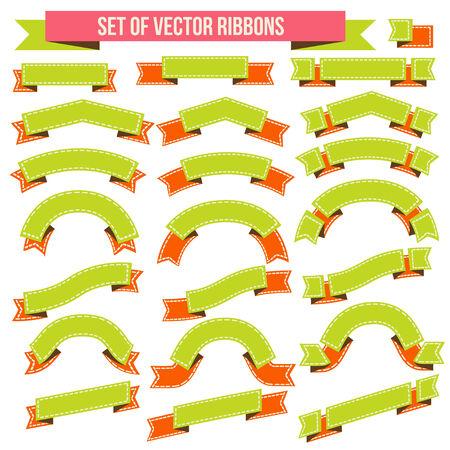 Big Ribbons Set, Isolated On White Background, Vector Illustrationのイラスト素材