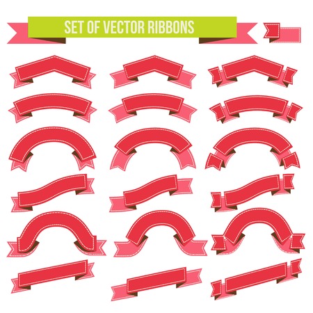 Big Ribbons Set, Isolated On White Background, Vector Illustrationのイラスト素材