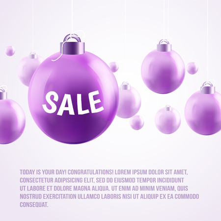 purple Christmas baubles, saleのイラスト素材
