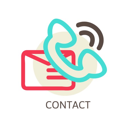 contact us vector icon - e-mail and phone, line vector illustrationのイラスト素材