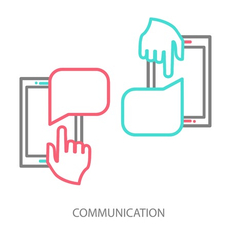 Hand and smartphone. Chat application templateのイラスト素材