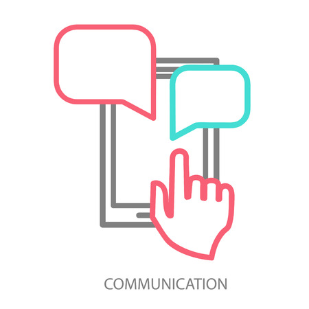 Hand and smartphone. Chat application templateのイラスト素材