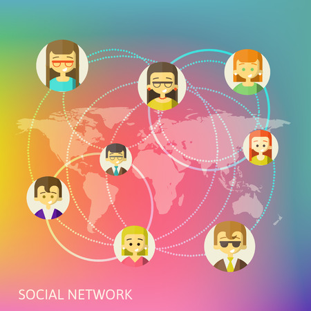 Social Media Circles, Network Illustration, Vectorのイラスト素材