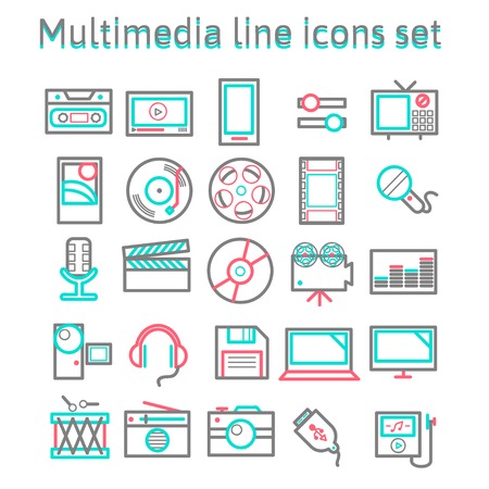 Multimedia line icons set vector illustrator eps 10のイラスト素材