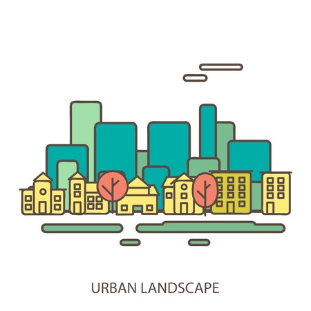 linear background with urban landscape, a stylish modern design for your business, vector illustration eps 10のイラスト素材