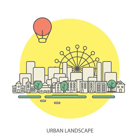 linear background with urban landscape, a stylish modern design for your business, vector illustration eps 10のイラスト素材