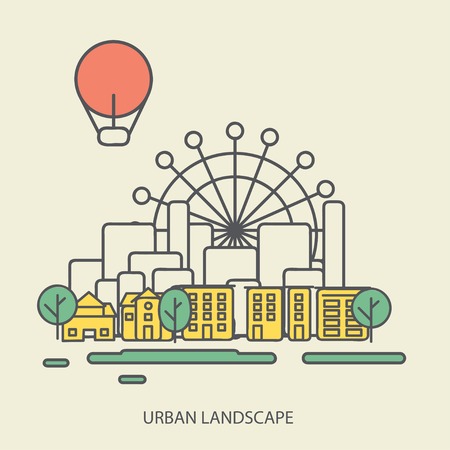 linear background with urban landscape, a stylish modern design for your business, vector illustration eps 10のイラスト素材