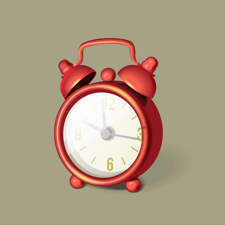 Classic red alarm clock with bells on top, vector illustrationのイラスト素材