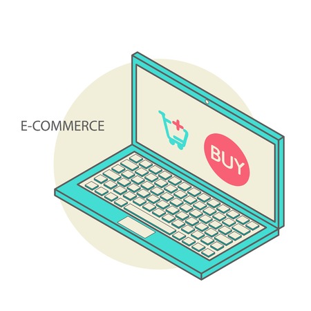 concept of online shop in 3d line design. vector illustrationのイラスト素材