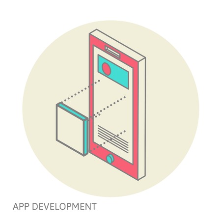 Isometric design of mobile and desktop website design development process, vector illustrationのイラスト素材