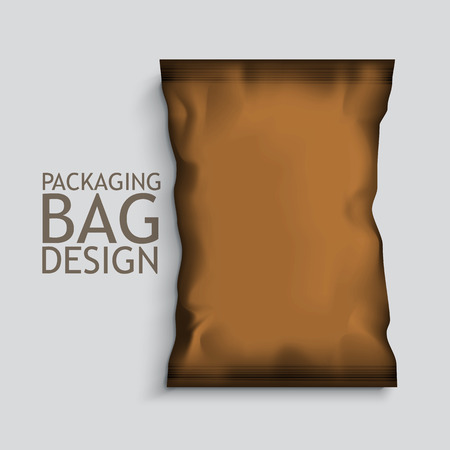 White Blank Foil Food Snack pack For Chips, Spices, Coffee, Salt, and other products. Plastic Pack Template for your design and branding. Vectorのイラスト素材