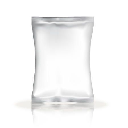 Mockup Foil Food Snack pack For Chips, Spices, Coffee, Salt, and other products. Plastic Pack Template for your design and branding. Vectorのイラスト素材