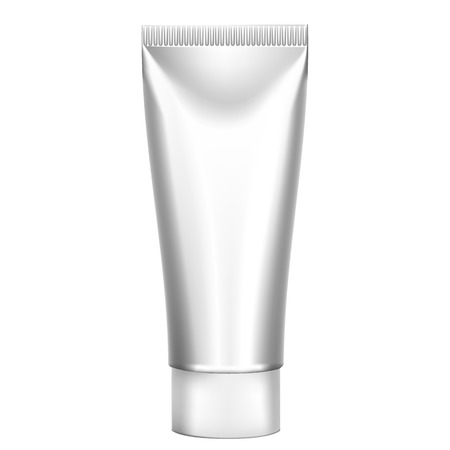 Packing White Realistic Tubes For Cosmetics Isolated On White Background. Here Can Be Creams, Toothpaste, Gel, Sauce, Paint, Glue, Ointments, Lotions, Medicines. Use Mockup For Your Designのイラスト素材