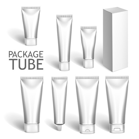 Set Of Colorful Realistic Tubes For Cosmetics Or Artistic Paint Isolated. Here Can Be Creams, Toothpaste, Gel, Sauce, Paint, Glue, Ointments, Lotions, Medicines. Use Mockup For Your Designのイラスト素材