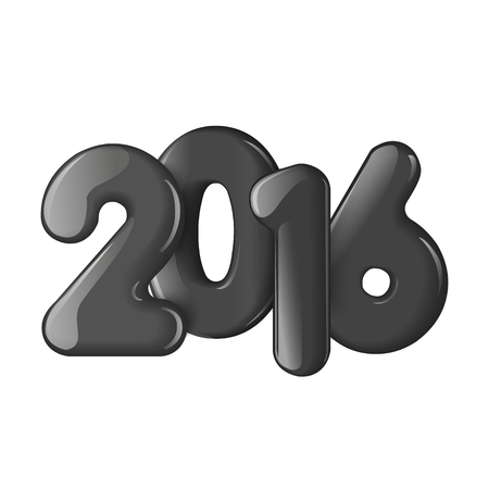 Voluminous black figures 2016. Festive balloons on a white background for a Happy New Year and Merry Christmas. Suitable for greeting cards, advertising, mailings, promotions, press. Vectorのイラスト素材