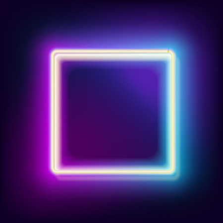 Neon square. Neon blue light.のイラスト素材