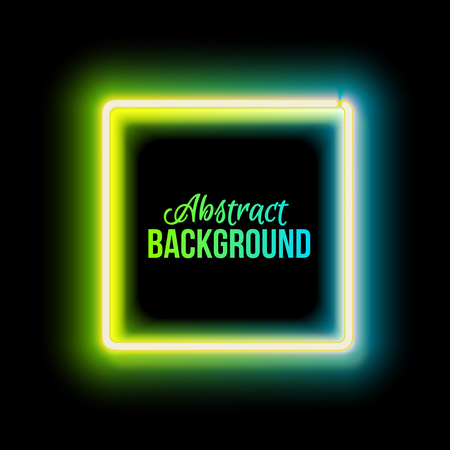 Neon square. Neon green light.のイラスト素材