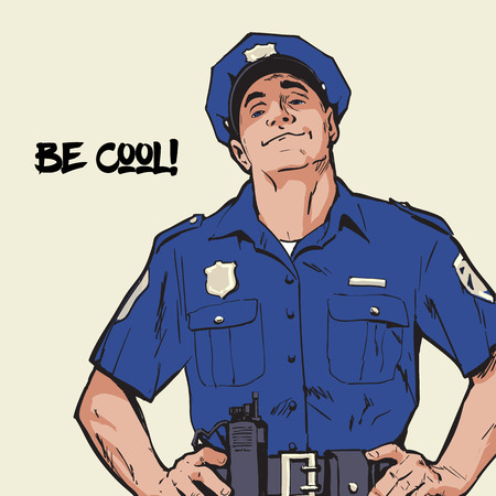 Content policeman in uniform.のイラスト素材
