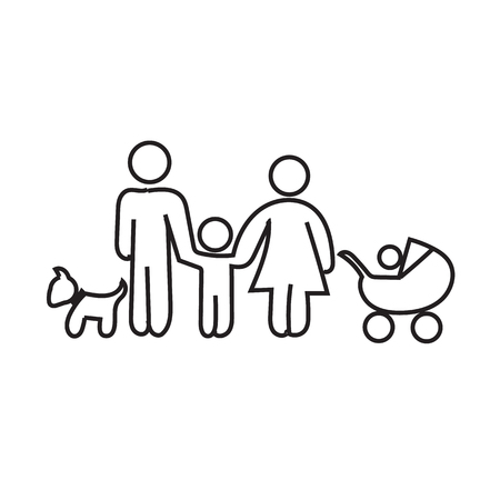Simple Image family. Family in a linear style.のイラスト素材
