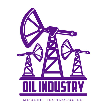 set of logos with oil, vectors flat illustration isolated on white background. the oil company. the industry of oil and gas, construction logo on petroleum productionのイラスト素材