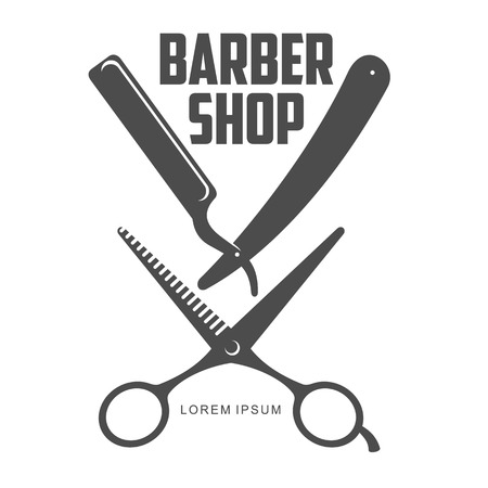 vintage barber shop  , label, badge and design element,のイラスト素材