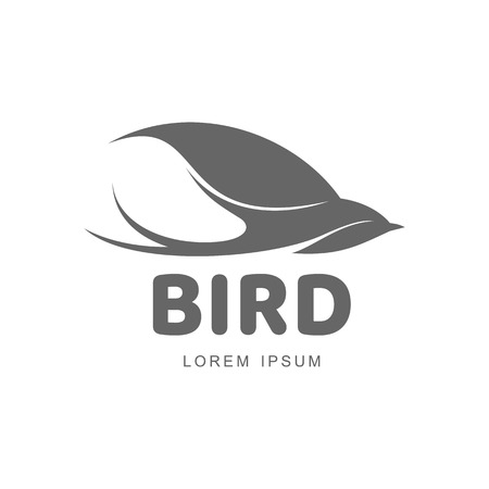 Stylized swallow silhouette   template, vector illustration isolated on white background. Abstract black and white swallow   design as symbol of hope, peace, spring, careのイラスト素材