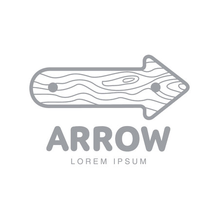 Business, corporate logo template with arrow wooden plank, vector illustration isolated on white background. Graphic arrow logotype, logo designのイラスト素材