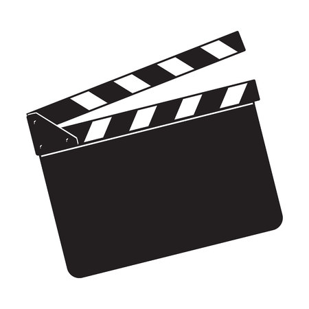 Blank cinema production black clapper board, Black and white sketch style vector illustration isolated. Classical traditional cinema, motion picture production clapperboardのイラスト素材