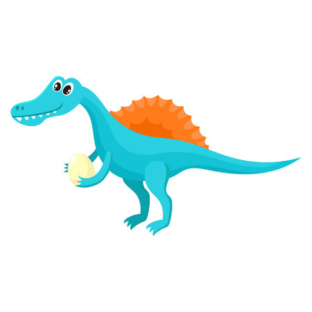 Cute and funny smiling baby spinosaurus, dinosaur, cartoon vector illustration.のイラスト素材