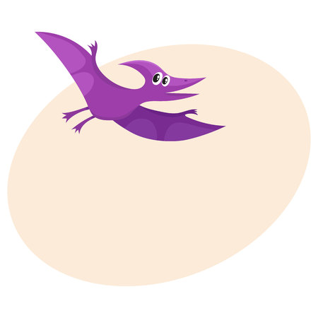 Cute and funny smiling baby pterodactyloidea, flying dinosaur, cartoon vector.のイラスト素材