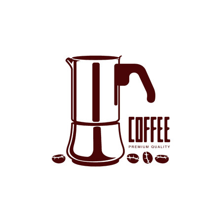 Vector coffee concept flat icon. Coffee kettle line icon illustration isolated on a white background.のイラスト素材