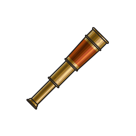 vector cartoon spyglass for marine travel. isolated illustration on a white background. Adventure, voyage , pirates symbol. Telescope for sailorsのイラスト素材