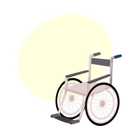 Medical rehabilitation, recovery after trauma, no more need for wheelchair or crutches, cartoon vector illustration with bubble speech. Rehabilitation, recovery after wheelchair, crutchesのイラスト素材