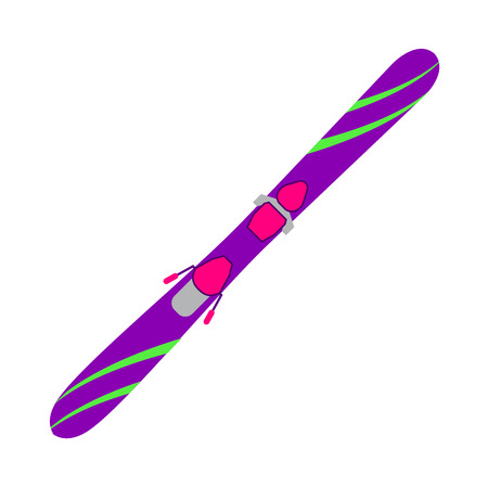 One modern, futuristic ski with binding, top view, flat style vector illustration isolated on white background. Flat vector modern ski, top view colorful illustrationのイラスト素材