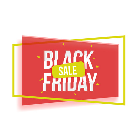 Black Friday Sale Banner With Shapes Frame And Glitch Font Red