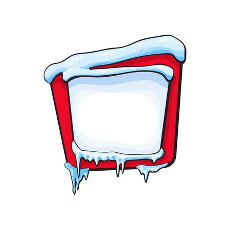 Square Christmas Winter Banner With Ice Icicles And Sparkling