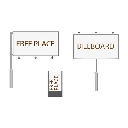 Set of three various billboards, advertising structures. Flat style illustration on white background.のイラスト素材