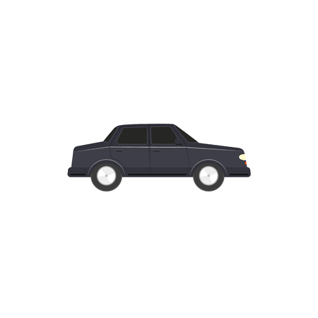 Flat style sedan car, automobile icon, side view. Illustration isolated on white background.のイラスト素材