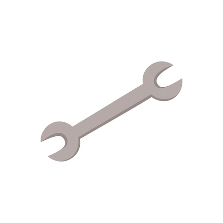 Vector cartoon plumbing or mechanic wrench or spanner manual worker tool or equipment. Car maintenance, service design object. Isolated illustration on a white background.のイラスト素材