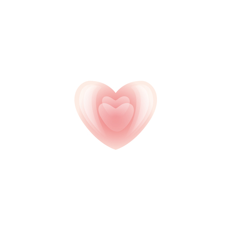 Heart vector with reflections soft light pink icon. Happy Valentine's day, invitation card decoration element, template design isolated holiday illustration on white background.のイラスト素材