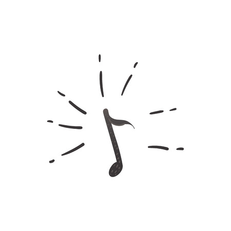 Vector flat music note icon sign. Graphic musical notation, melody sound sign. Isolated illustration on a white background.のイラスト素材