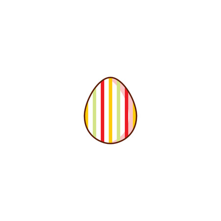 Easter chicken egg flat vector icon. Spring holiday decorated festive symbol colored with abstract lines print for your design. Isolated illustration on a white background.のイラスト素材