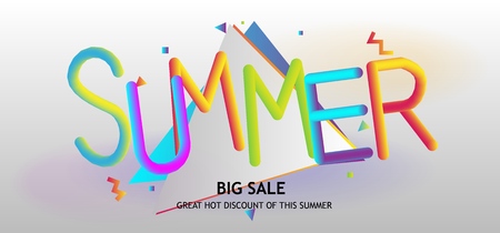 90s trendy retro style summer sale, discount poster, banner background template. Illustration with simple abstract geometric patterns.のイラスト素材