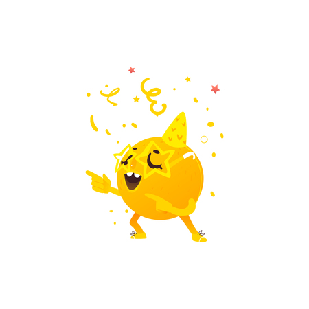 Vector cartoon orange character at summer partyのイラスト素材