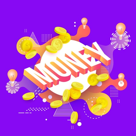 Trendy Money Poster Banner Background Template With Golden Coins